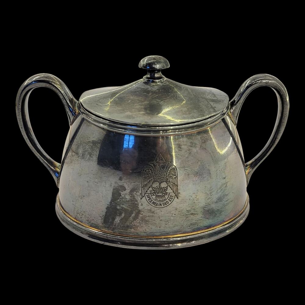 Reed & Barton Silver Soldered Masonic 32° Scottish Rite Sugar Bowl Lid